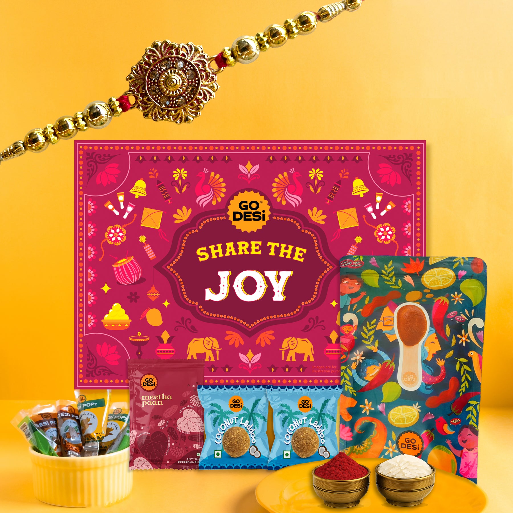 Share the Joy - Rakhi Gift Hamper with Rakhi & Roli Chawal Set