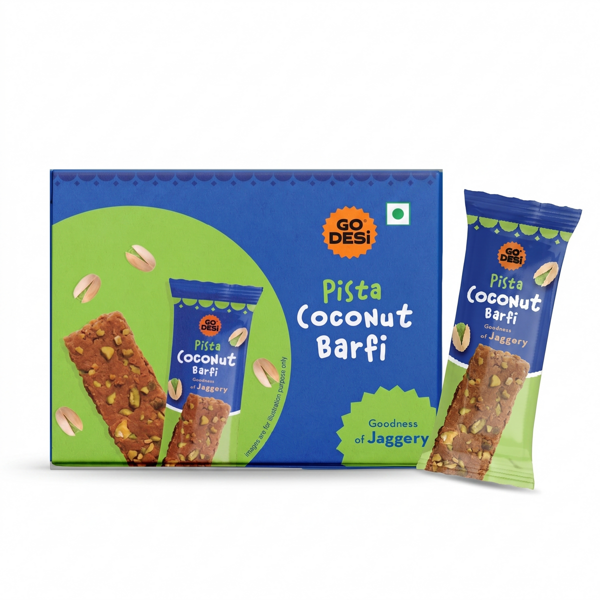 Pista Coconut Burfi | With Goodness of Jaggery