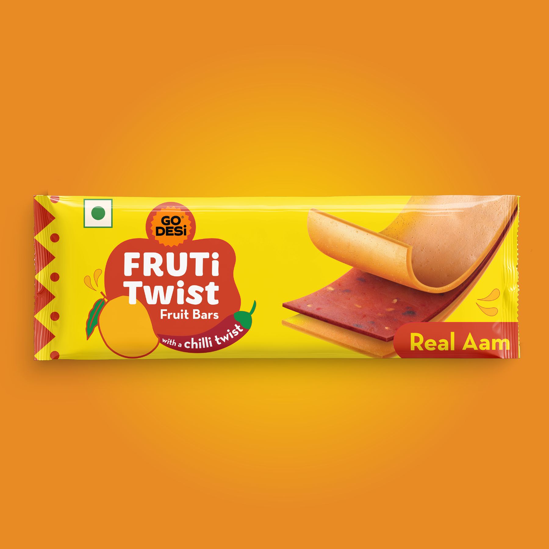 FRUTi Twist - Real Aam | Fruit Bars | No preservatives | Mango Fruit Jelly | Aam Papad - 10 Pcs