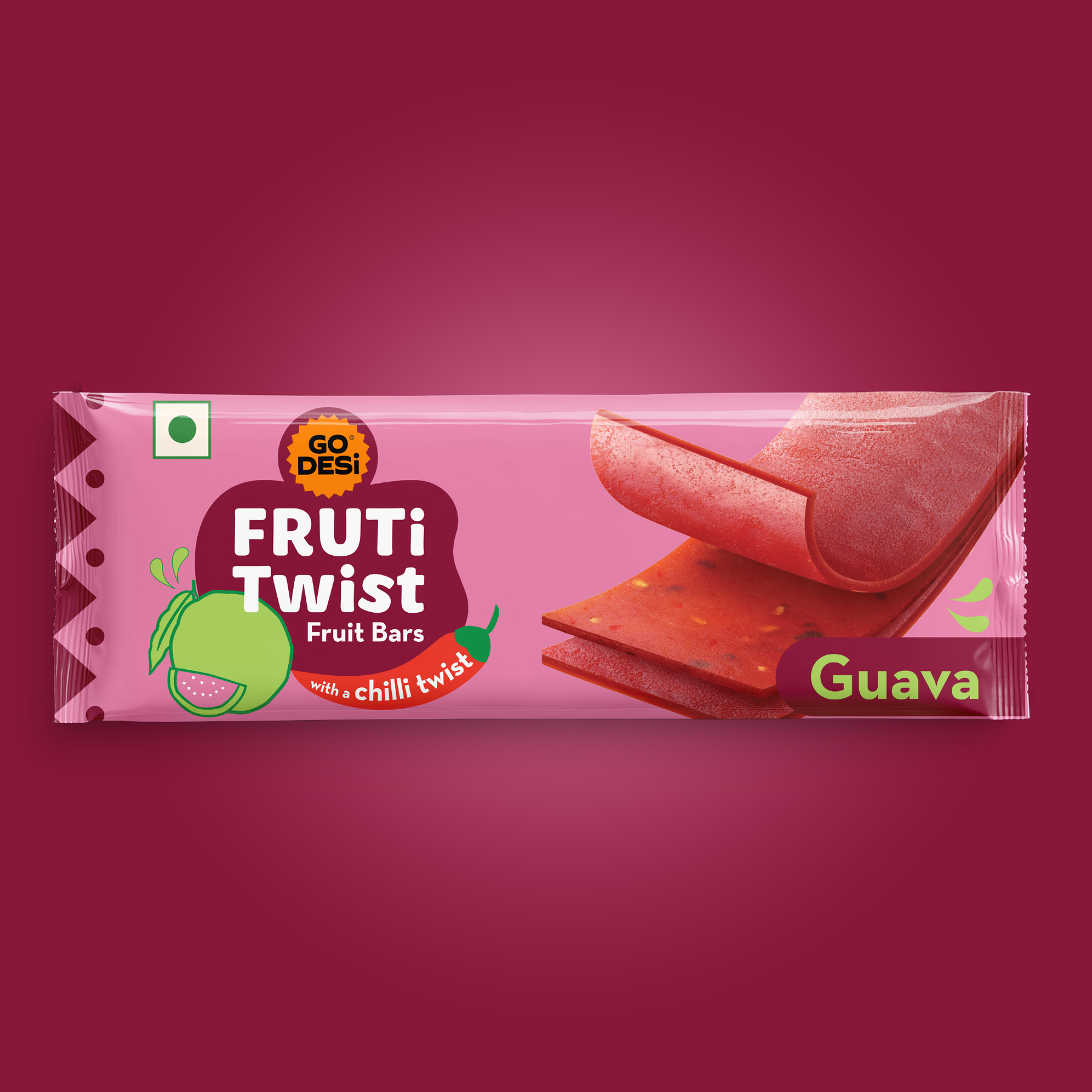 FRUTi Twist - Guava | Fruit Bars | No preservatives | Guava Fruit Jelly | Guava Papad - 10 Pcs
