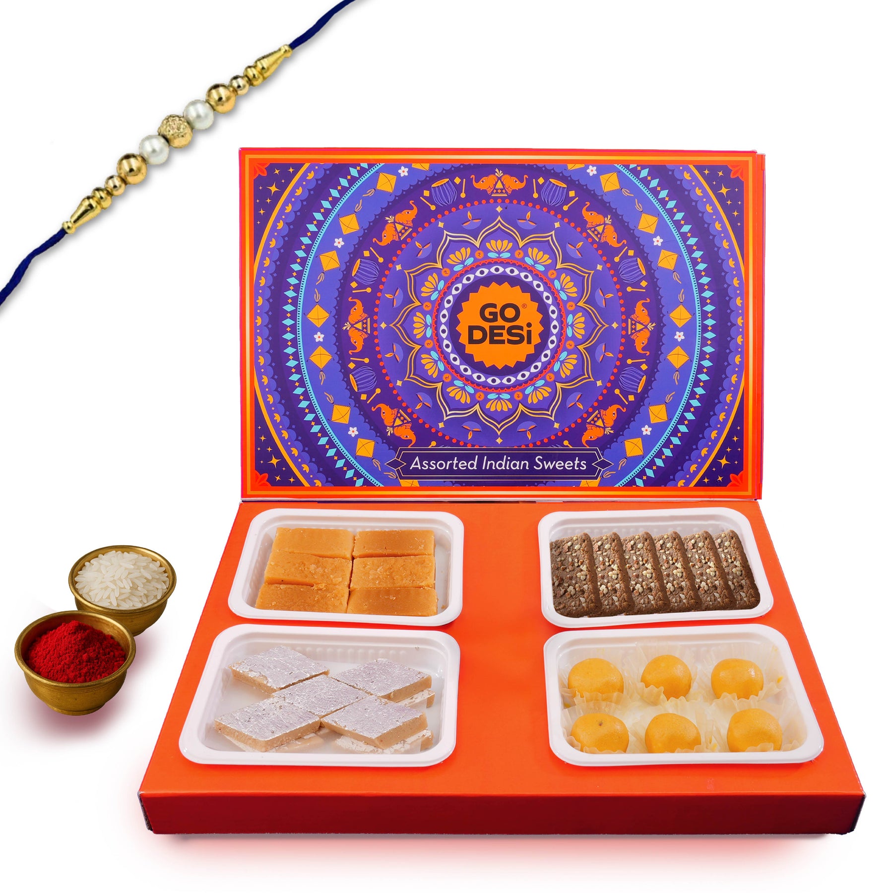 Assorted Meetha Gift Hamper with Rakhi & Roli Chawal Set