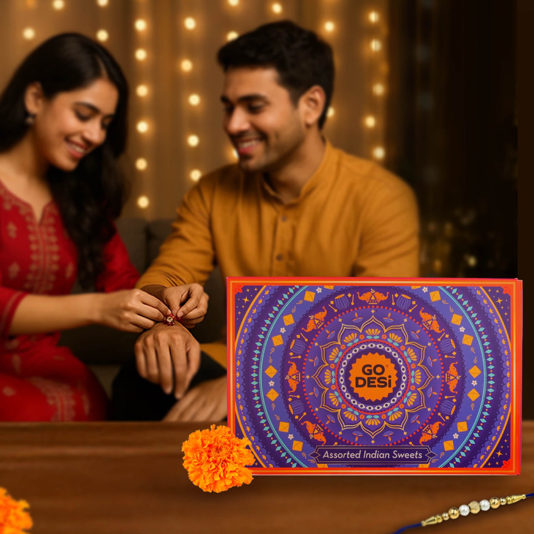 Assorted Meetha Gift Hamper with Rakhi & Roli Chawal Set