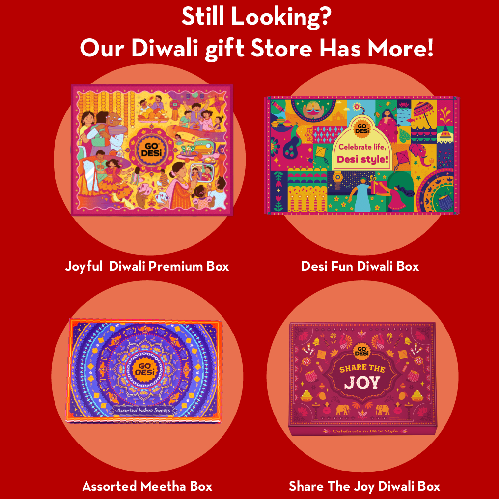 12 Items | Shubh Diwali Gift Box | By GO DESi | Diwali Diya Set | Coconut Laddu | DESi POPz: Tangy Imli, Real Aam, Kaccha Aam | Meetha Paan