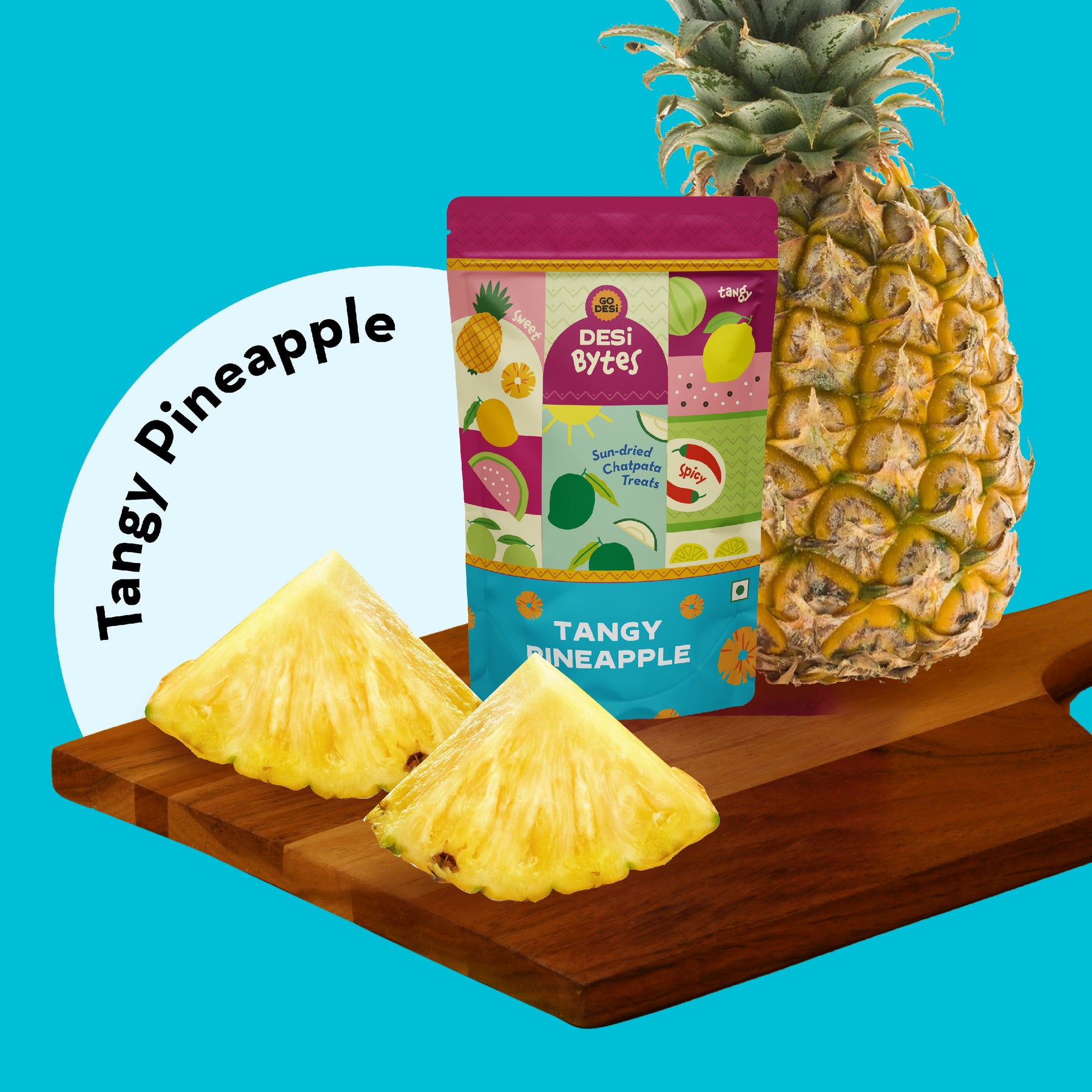 Tangy Pineapple Bytes | Sun-dried Pineapple Snack | 100% Natural | 150gms