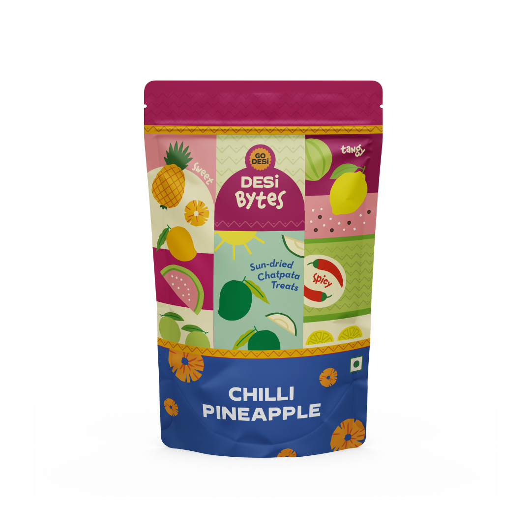 Chilli Pineapple Bytes | Sun-dried Pineapple Snack | 100% Natural | 150gms