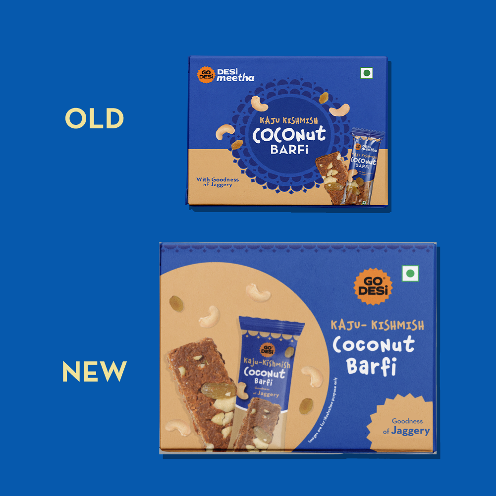 GO DESi - Kaju Kishmish Coconut Barfi | Dry Fruits Sweet | Cashew & Raisin Bar | Indian Mithai | Sweets Gift Pack | No Added Sugar | Pack of 8 | 12 grams each