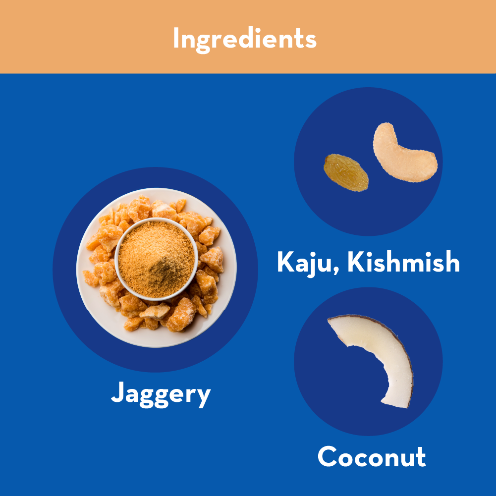 GO DESi - Kaju Kishmish Coconut Barfi | Dry Fruits Sweet | Cashew & Raisin Bar | Indian Mithai | Sweets Gift Pack | No Added Sugar | Pack of 8 | 12 grams each