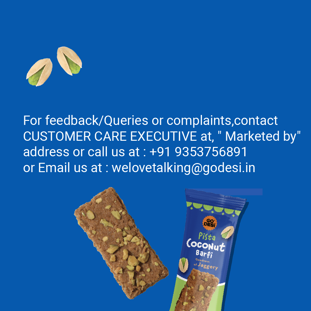 GO DESi - Pista Coconut Barfi | Dry Fruits Sweet | Pistachio Nuts Bar | Indian Mithai | Sweets Gift Pack | No Added Sugar | Pack of 8 | 12 grams each