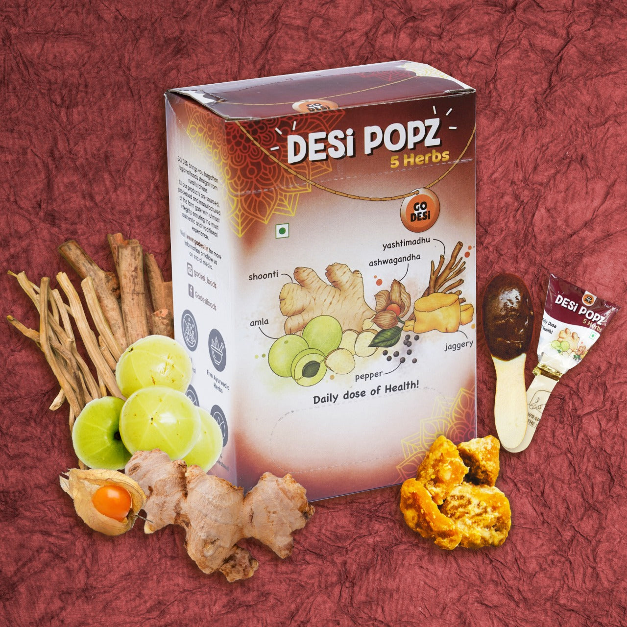 GO DESi 5 Herbs Pop - Sugar free Chyawanprash on a stick
