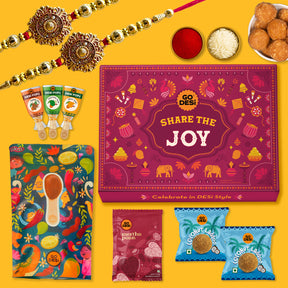 Share the Joy - Rakhi Gift Hamper with two Rakhi & Roli Chawal Set