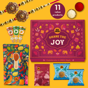 Share the Joy - Rakhi Gift Hamper with two Rakhi & Roli Chawal Set