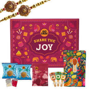 Share the Joy - Rakhi Gift Hamper with two Rakhi & Roli Chawal Set