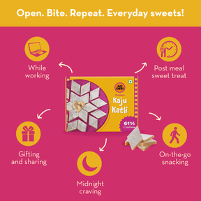 Premium Kaju Katli | 61% Cashews- Desi Meetha | Classic Sweets | Rich Indian Mithai - 180g