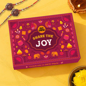 Share the Joy - Rakhi Gift Hamper with two Rakhi & Roli Chawal Set