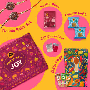 Share the Joy - Rakhi Gift Hamper with two Rakhi & Roli Chawal Set