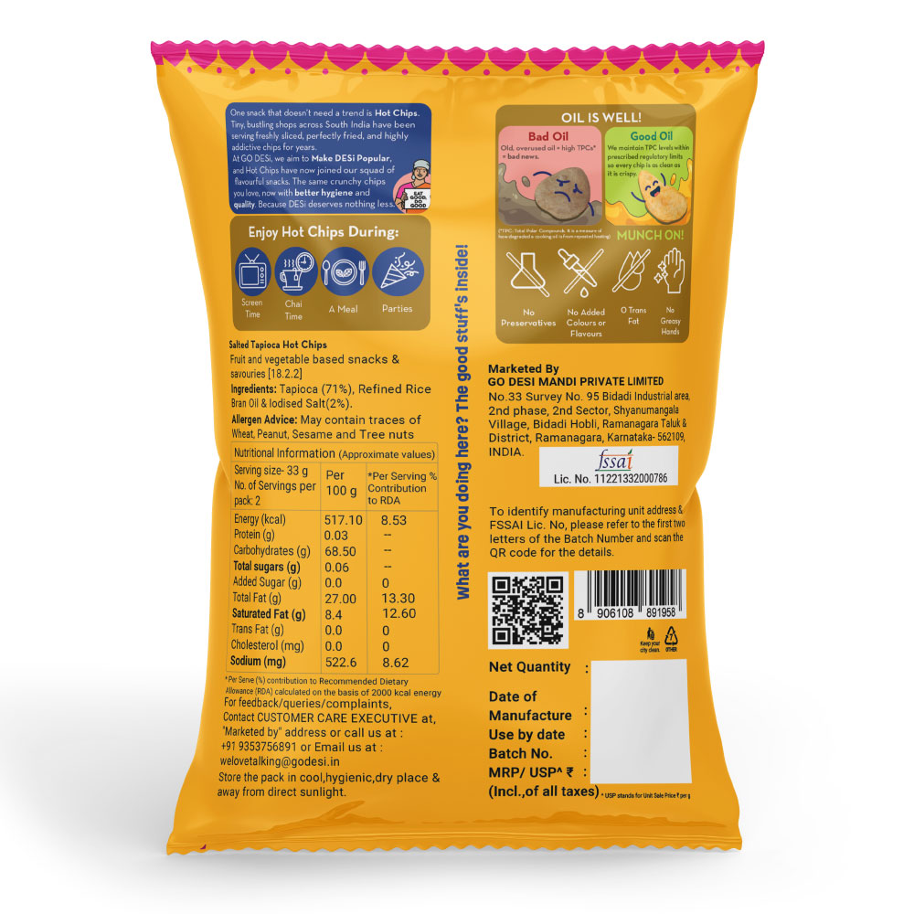 Hot Chips - Salted Tapioca | No Palm Oil