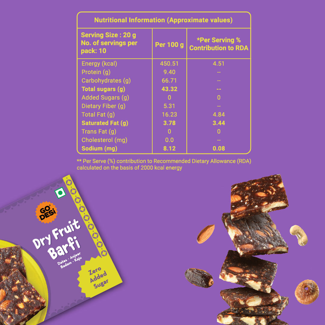 Dry Fruit Barfi | Made with 93% Dry Fruits