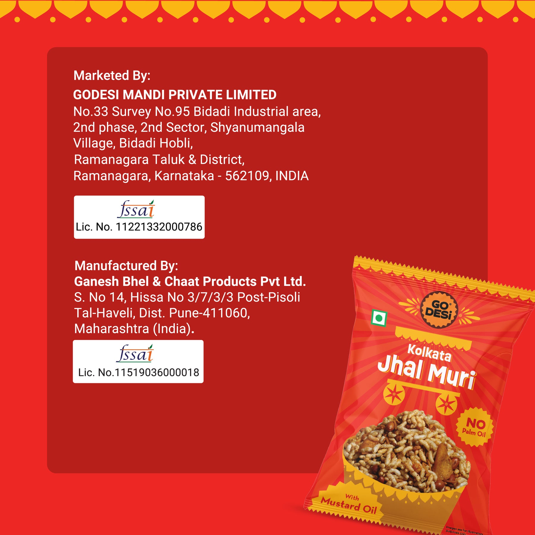 GO DESi - Kolkata Jhal Muri |  Pack of 3 | Jhalmuri | No Palm Oil | Indian Snacks | Street Food | 100 gms