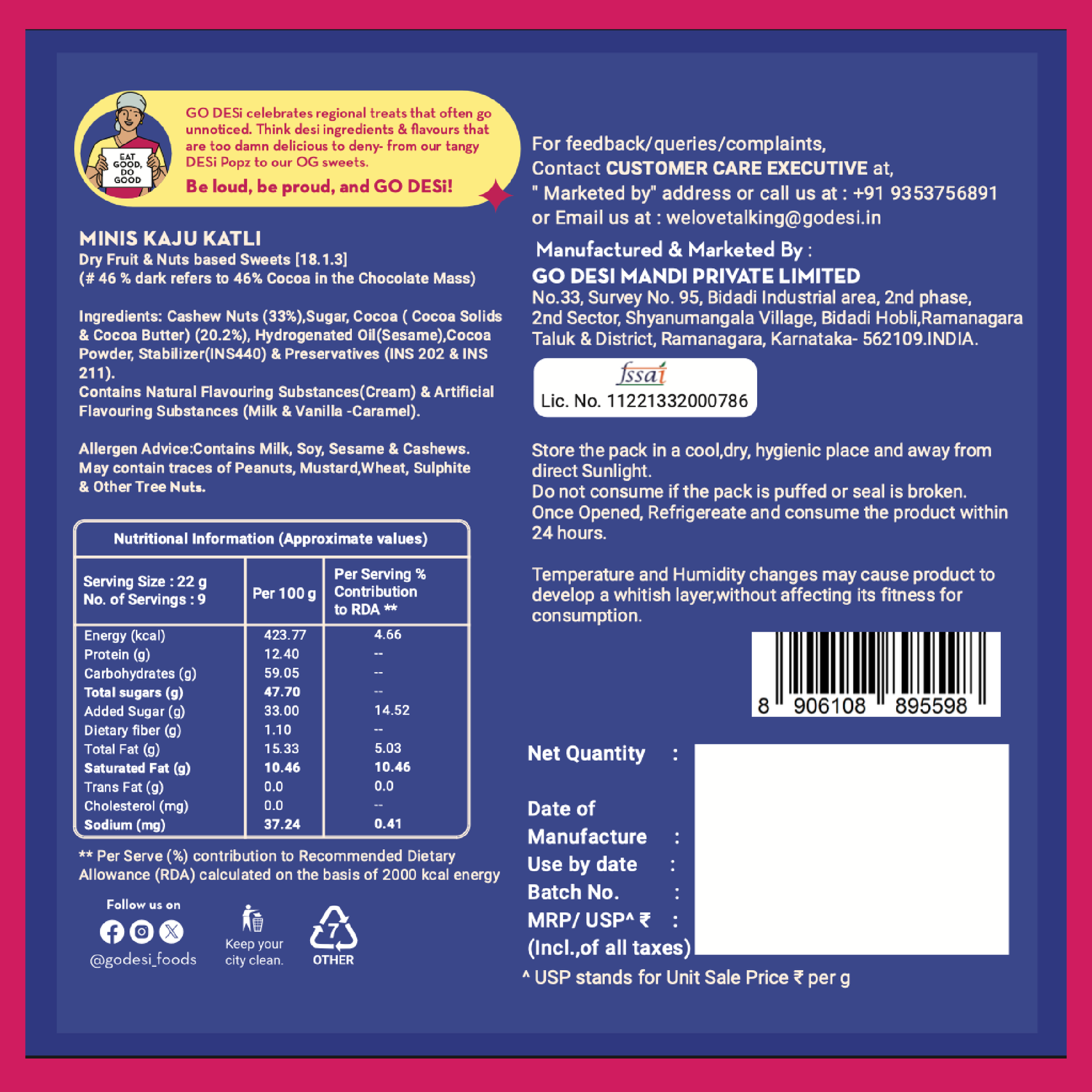 GO DESi Minis: 46% Dark Choco Kaju Katli