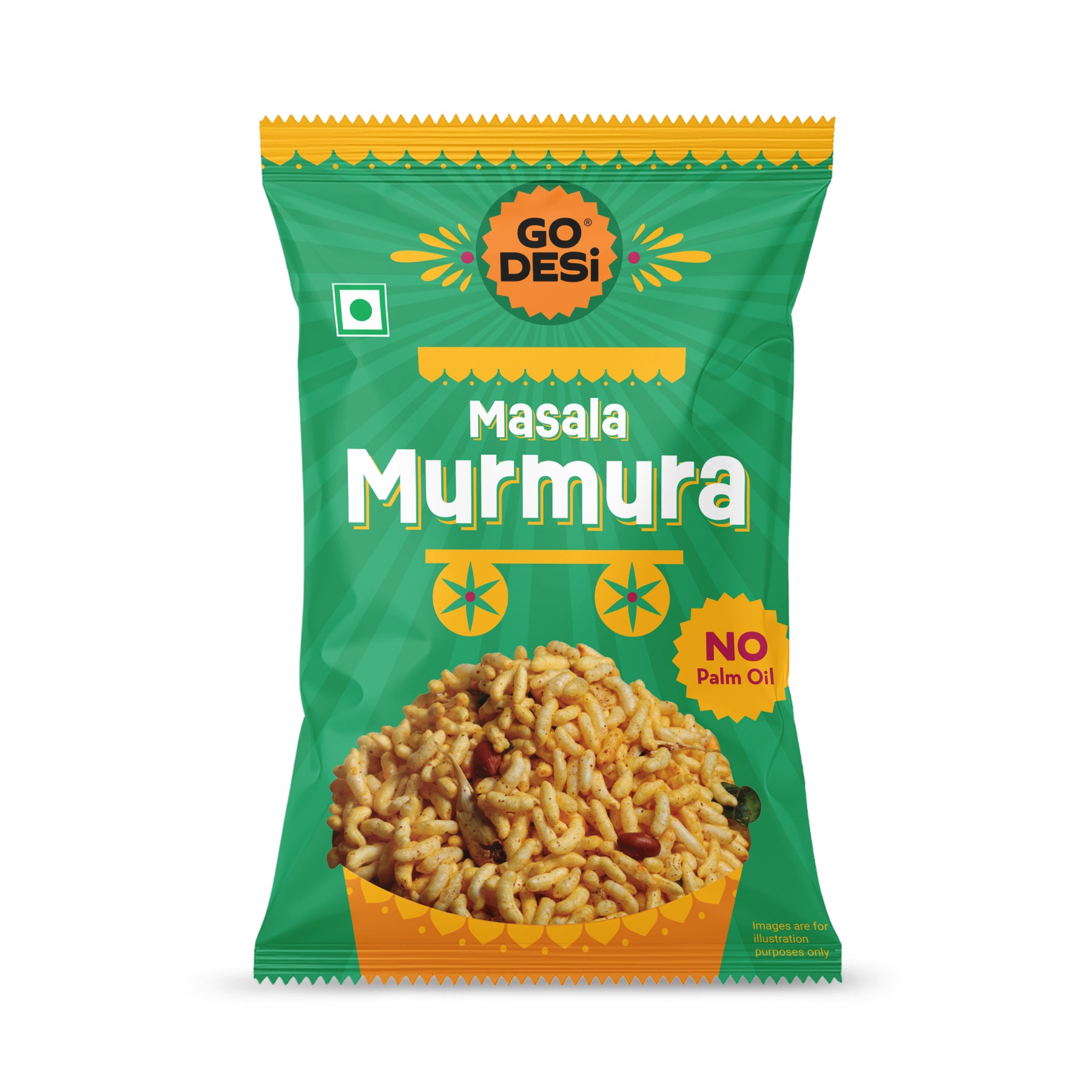 GO DESi - Garlic Masala Murmura |  Pack of 3 | No Palm Oil | Indian Snacks | Street Food | 100 gms