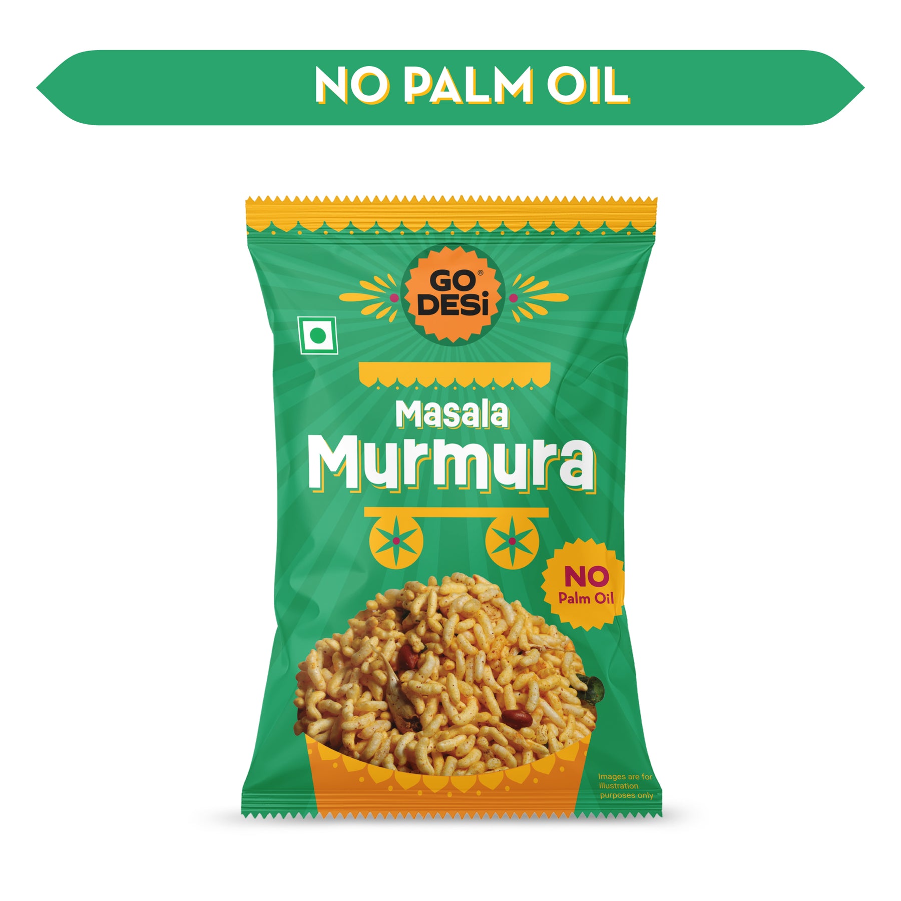 GO DESi - Garlic Masala Murmura |  Pack of 3 | No Palm Oil | Indian Snacks | Street Food | 100 gms