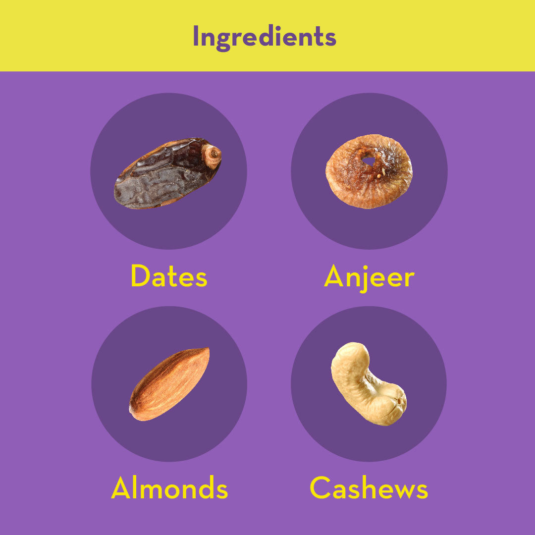 Dry-Fruit Date Bars | No Refined Sugar – 100% Natural | Anjeer, Dates, Badam & Cashews | DESi Meetha – 200 Gms