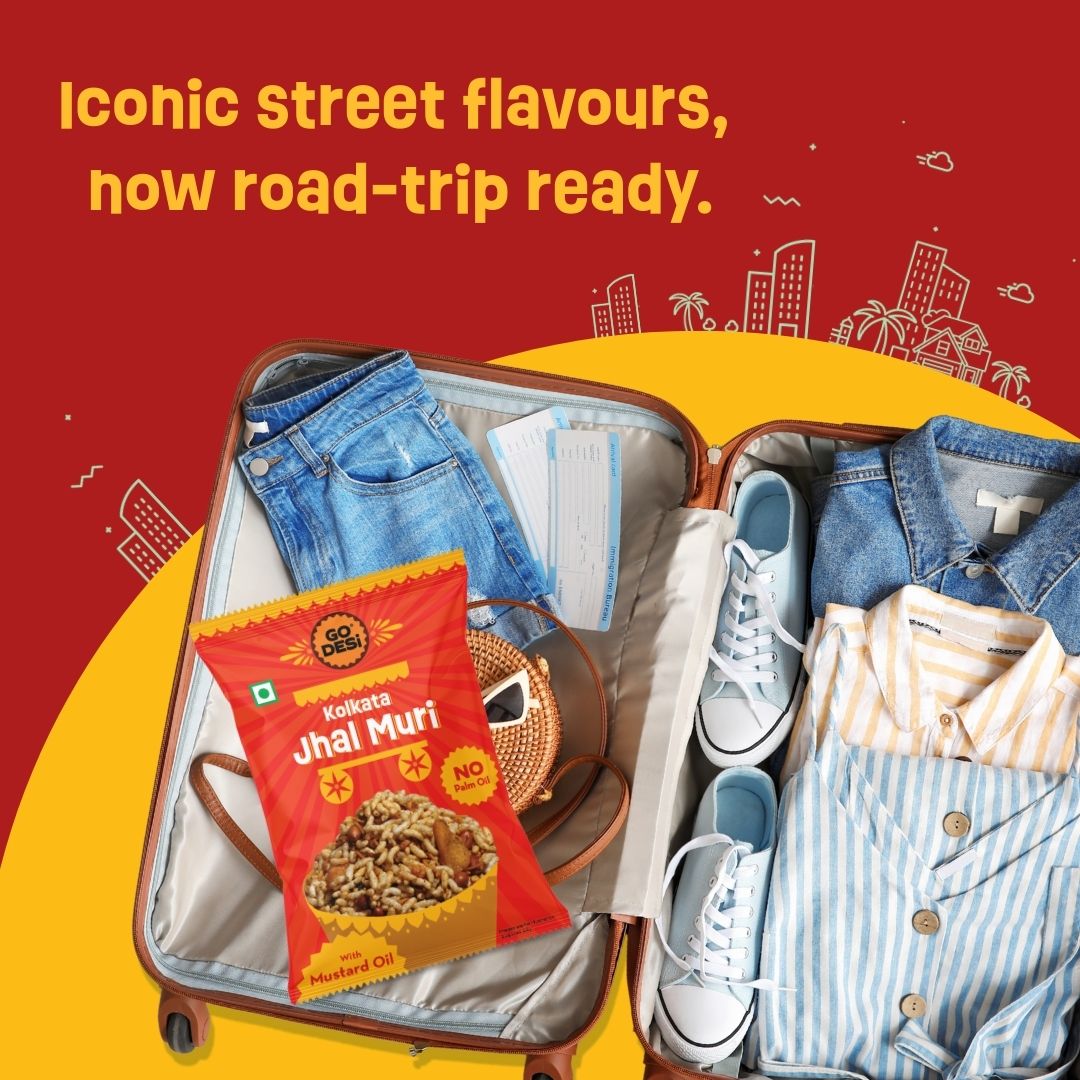 GO DESi - Kolkata Jhal Muri |  Pack of 3 | Jhalmuri | No Palm Oil | Indian Snacks | Street Food | 100 gms