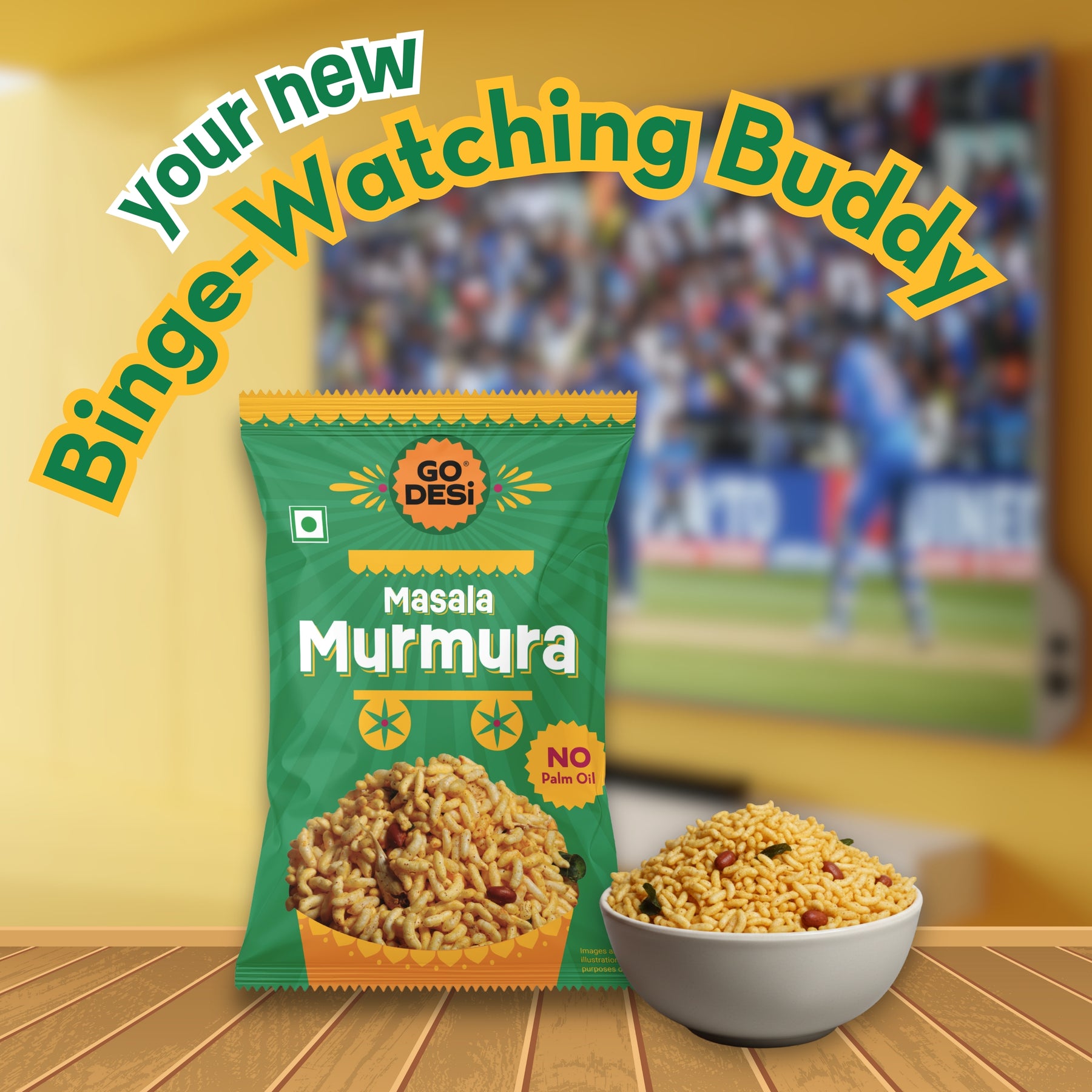 GO DESi - Garlic Masala Murmura |  Pack of 3 | No Palm Oil | Indian Snacks | Street Food | 100 gms