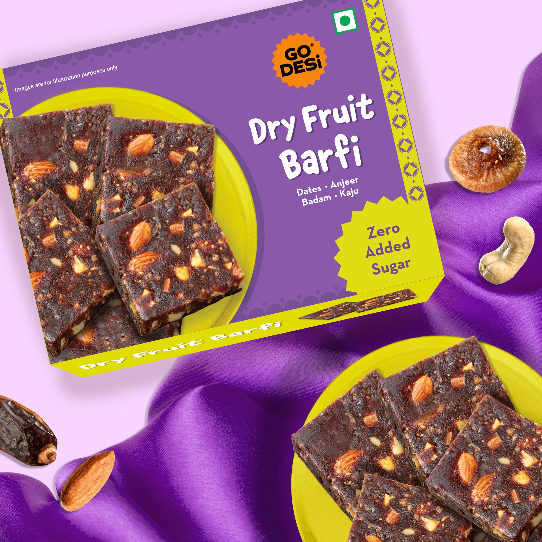 Dry-Fruit Date Bars | No Refined Sugar – 100% Natural | Anjeer, Dates, Badam & Cashews | DESi Meetha – 200 Gms
