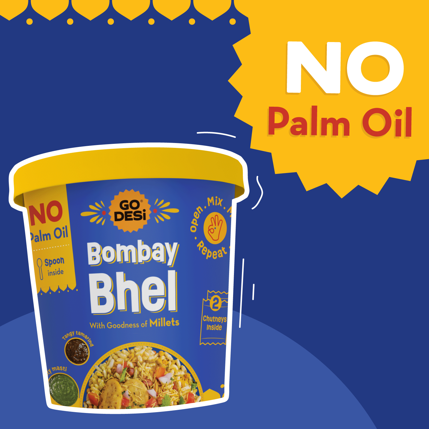 GO DESi - Street Snacks Combo | Kolkata Jhalmuri, Bombay Bhel & Garlic Masala Murmura | Pack of 3 | No Palm Oil | Indian Snacks | Street Food