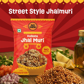 GO DESi - Kolkata Jhal Muri |  Pack of 3 | Jhalmuri | No Palm Oil | Indian Snacks | Street Food | 100 gms