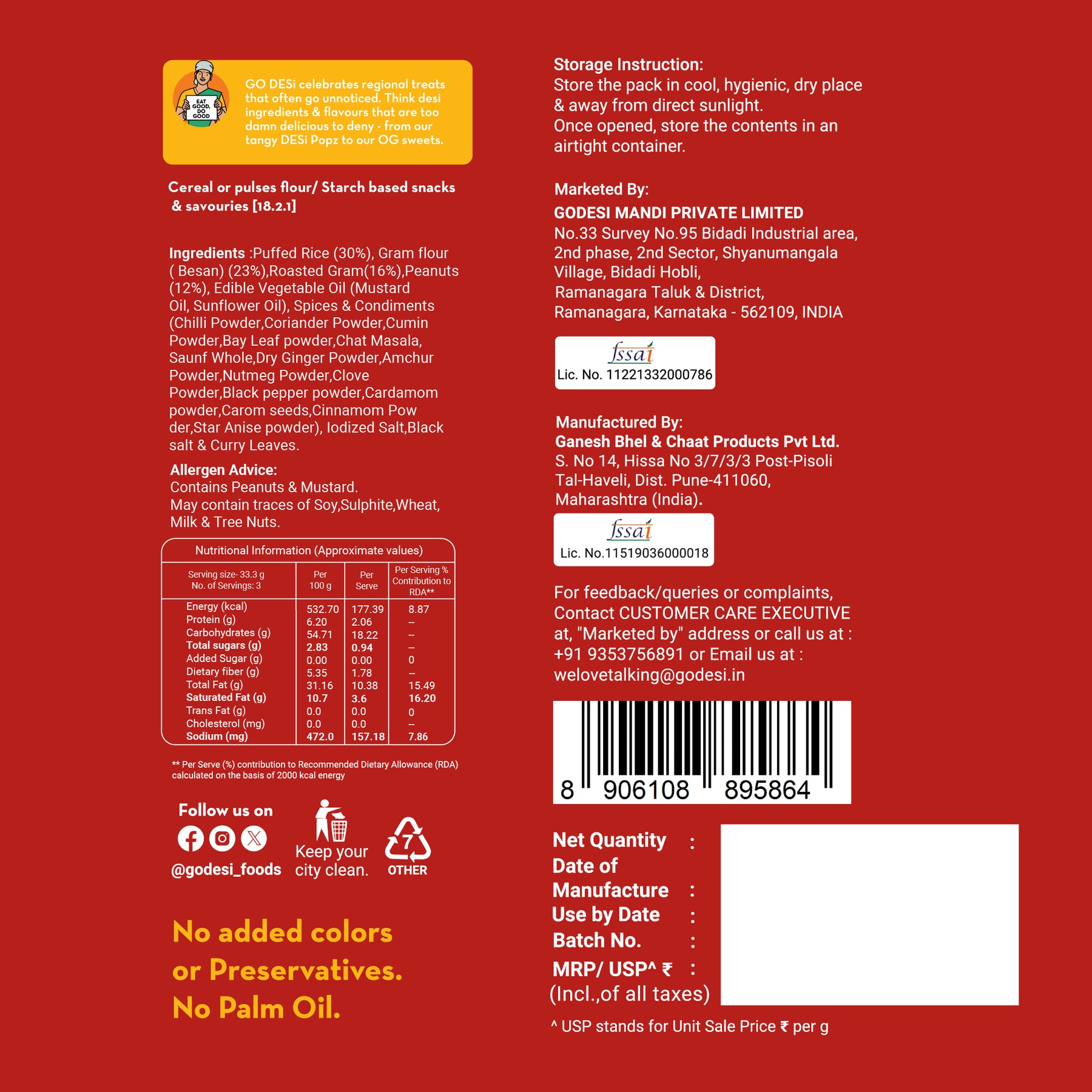 GO DESi - Street Snacks Combo | Kolkata Jhalmuri, Bombay Bhel & Garlic Masala Murmura | Pack of 3 | No Palm Oil | Indian Snacks | Street Food