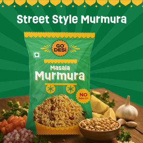 GO DESi - Garlic Masala Murmura |  Pack of 3 | No Palm Oil | Indian Snacks | Street Food | 100 gms