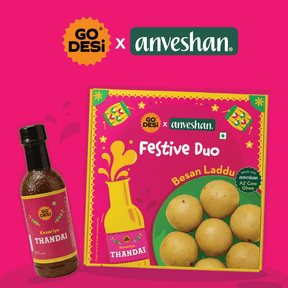 GO DESi X Anveshan - Festive Duo | Besan Laddu and Thandai Combo | With Bilona-Churned A2 Ghee | Holi Sweets | Holi Gifting