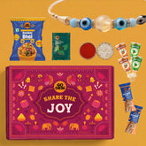 Share the Joy Gift Box | Evil Eye Stone Rakhi by Japam | 12 Value Items