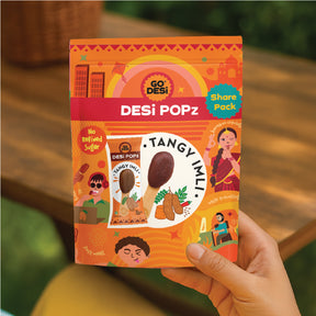 GO DESi Popz - Tangy Imli Popz | Tamarind & Jaggery Candy | Imli Toffee | Lollipop | Digestive Candy | Indian Snacks | 8 Pieces