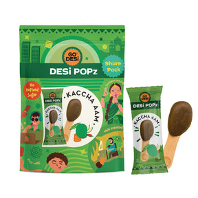 GO DESi Popz - Kaccha Aam Popz | Raw Mango & Jaggery Candy | Raw Mango Toffee | Lollipop | Digestive Candy | Indian Snacks | 8 Pieces