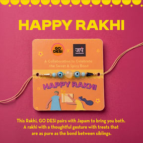 Share the Joy Gift Box | Evil Eye Stone Rakhi by Japam | 12 Value Items