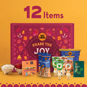 Share the Joy Gift Box | Evil Eye Stone Rakhi by Japam | 12 Value Items