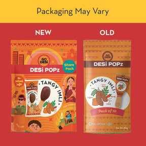 GO DESi Popz - Tangy Imli Popz | Tamarind & Jaggery Candy | Imli Toffee | Lollipop | Digestive Candy | Indian Snacks | 8 Pieces