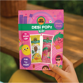 GO DESi Popz - Kids Popz | Strawberry and Real Aam Popz | Strawberry Toffee | Lollipop | Digestive Candy | Indian Snacks | 8 Pieces