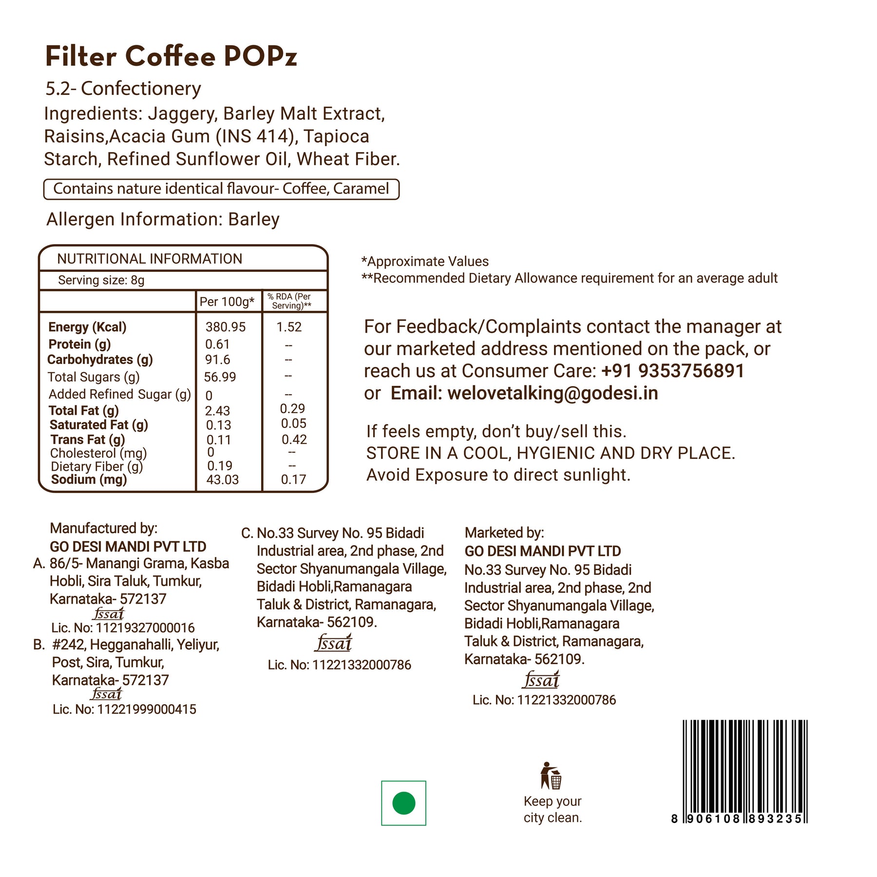 Filter Coffee Popz | 100% Natural - Coffee & Jaggery | Hand-made | 40 PCS -320 gms