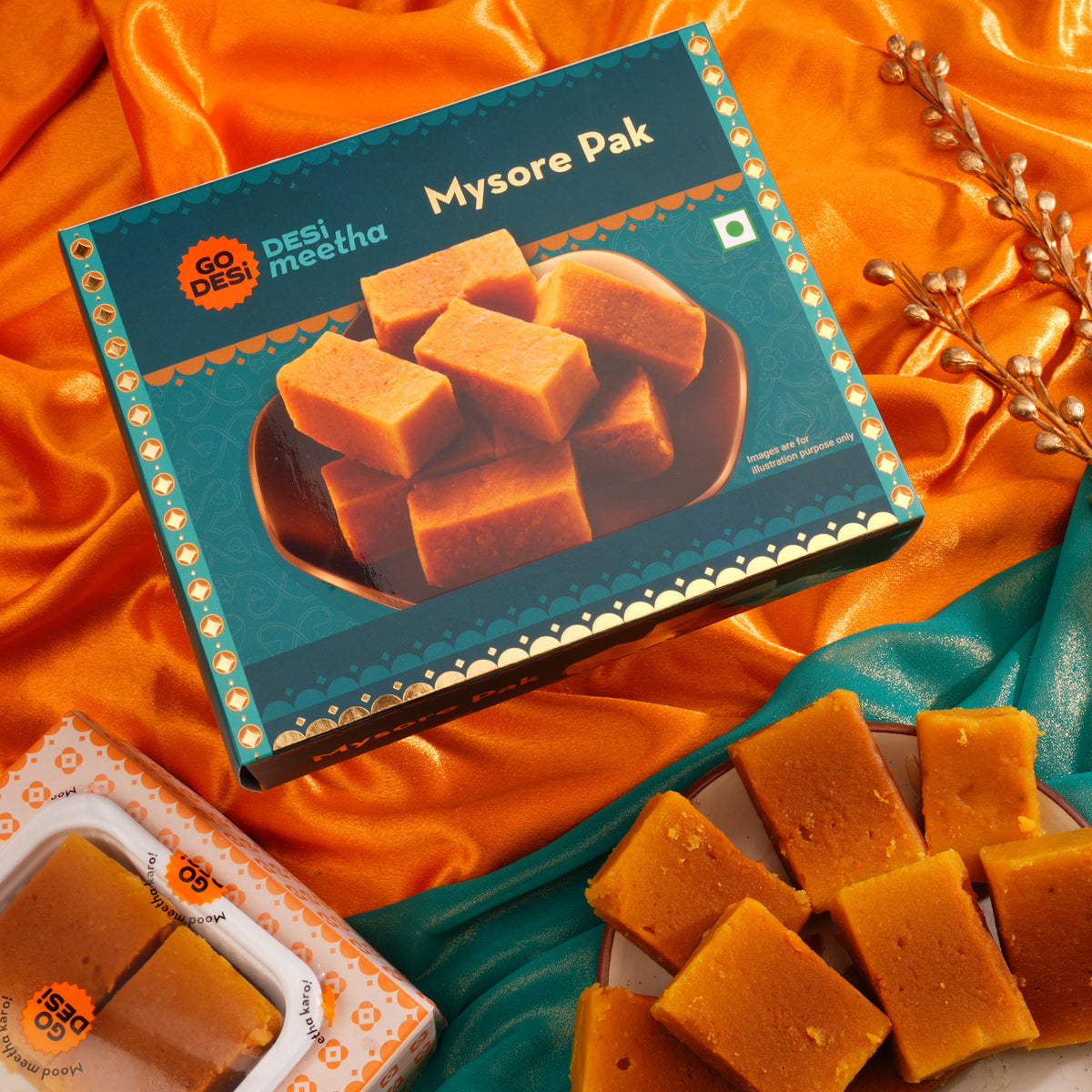 Mysore Pak - Made with Ghee | Classic Indian Mithai | DESi Sweets - Pack of 2 x 200g