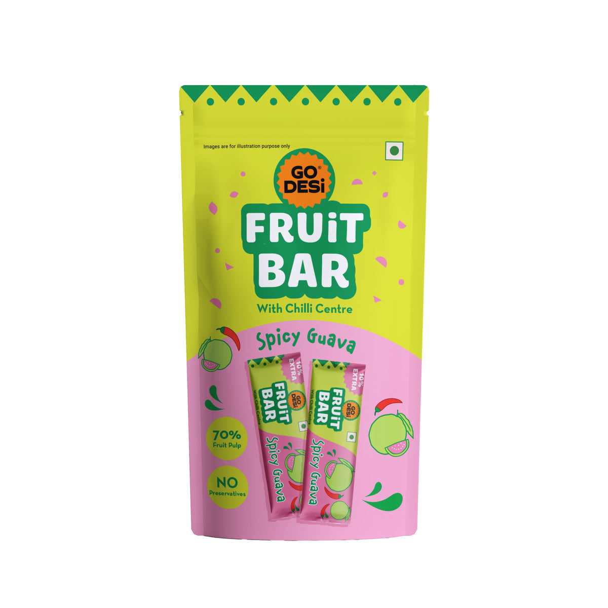 Spicy Guava Fruit Bar | 70% Fruit Pulp | Pack of 10