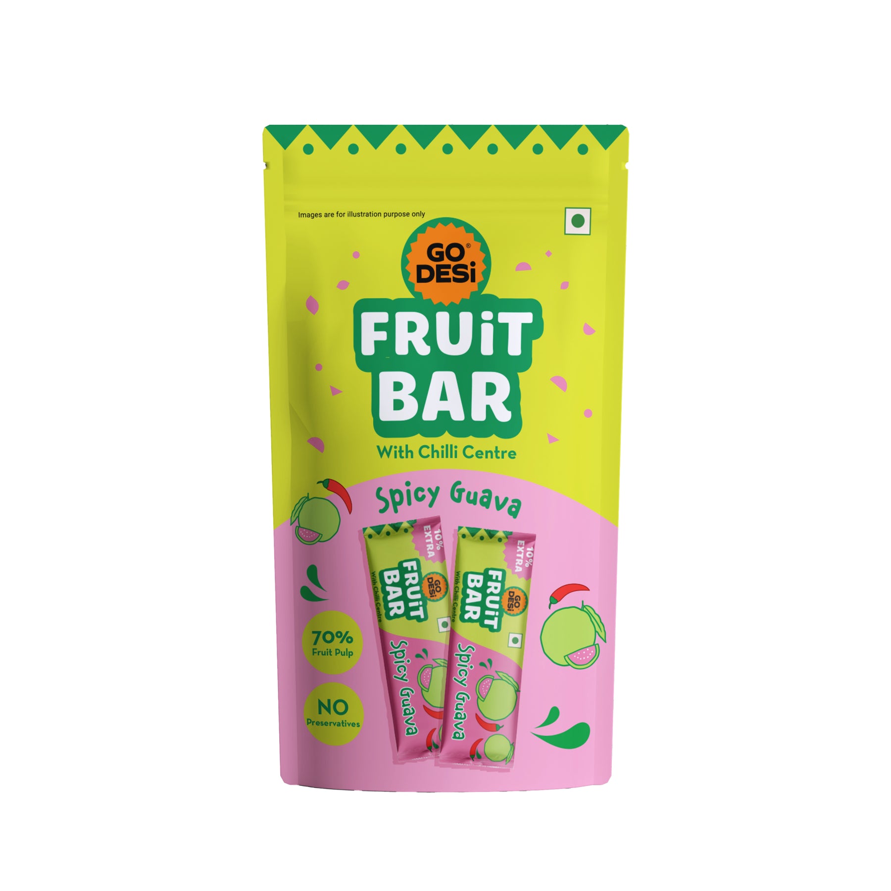 Spicy Guava Fruit Bar | 70% Fruit Pulp | Pack of 10