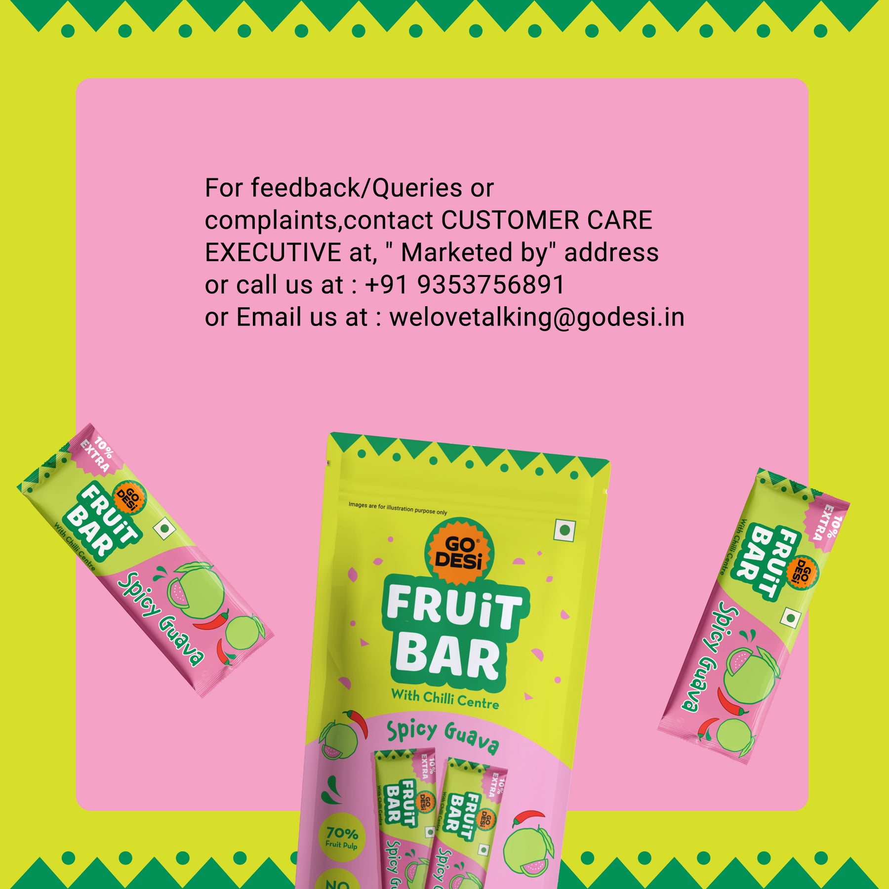 Spicy Guava Fruit Bar | 70% Fruit Pulp | Pack of 10