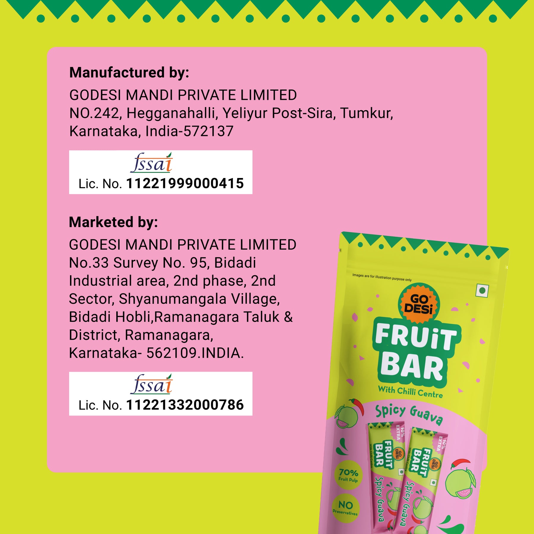 Spicy Guava Fruit Bar | 70% Fruit Pulp | Pack of 10