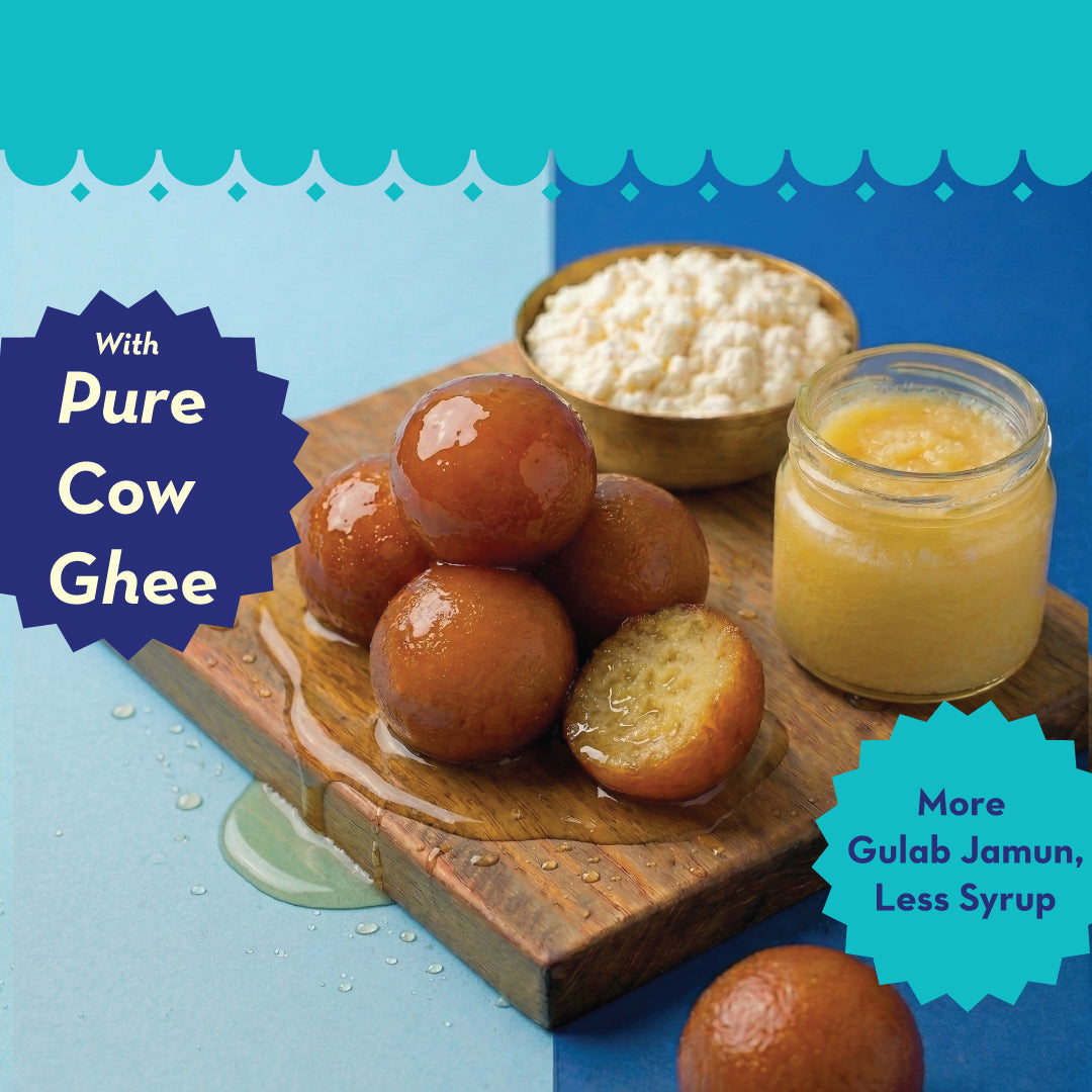 GO DESi - Gulab Jamun | Made with Pure Cow Ghee | Indian Sweets | Classic sweets | Sweets Gift Pack | 500 grams