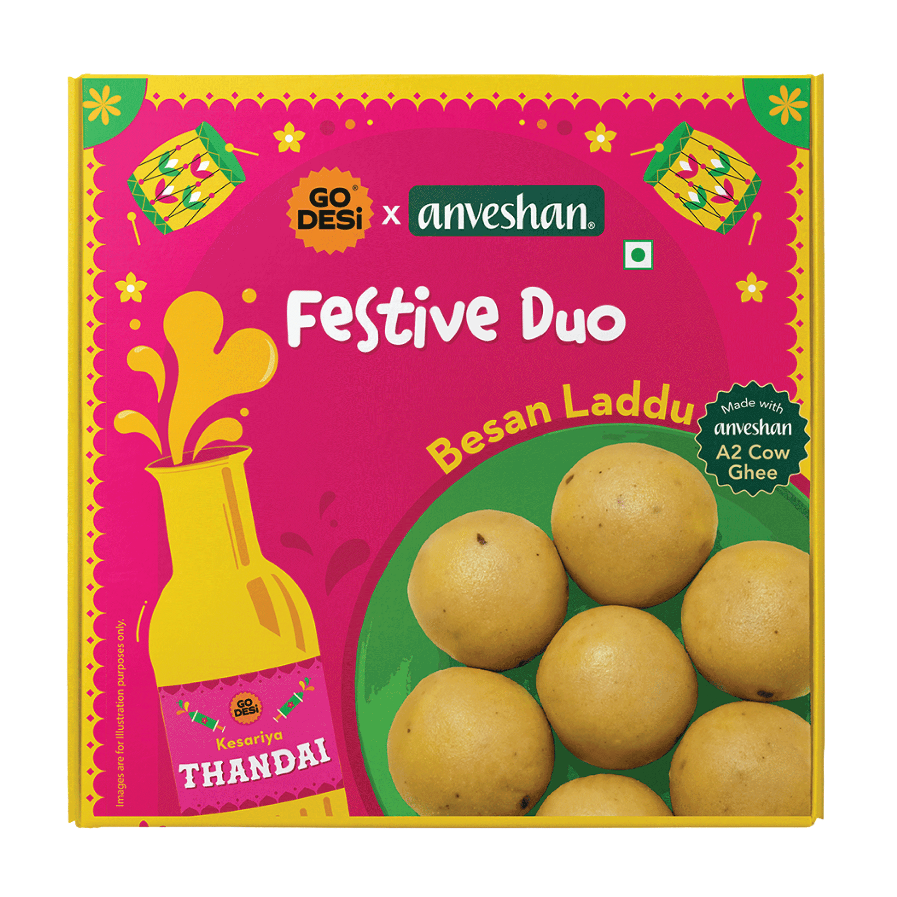GO DESi X Anveshan - Festive Duo | Besan Laddu and Thandai Combo | With Bilona-Churned A2 Ghee | Holi Sweets | Holi Gifting