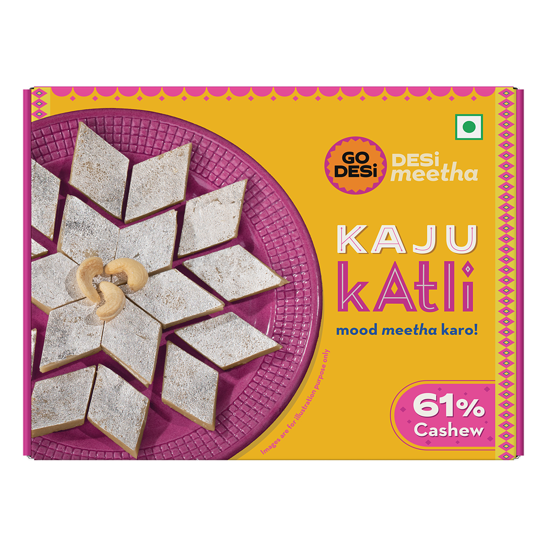 Premium Kaju Katli | 61% Cashews- Desi Meetha | Classic Sweets | Rich Indian Mithai - Pack of 2 x 200g